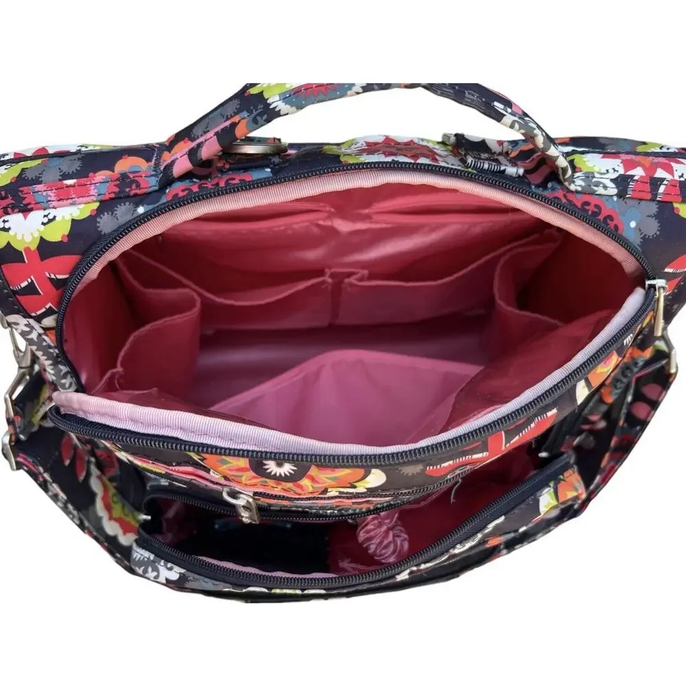 Ju-Ju-Be Dancing Dahlias Diaper Bag Large Structured Shoulder Tote No Straps